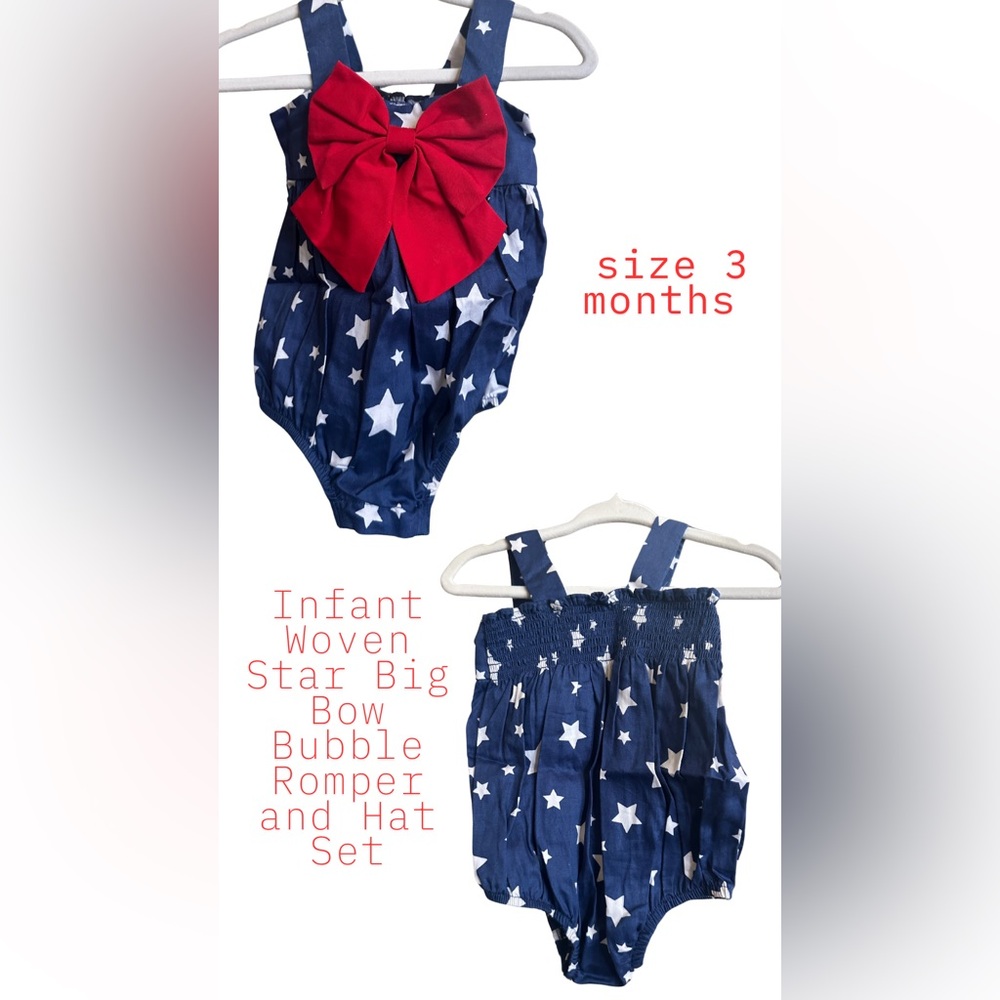 Blue Star Infant Romper with Red Bow